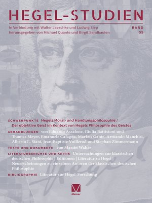 cover image of Hegel-Studien Band 55